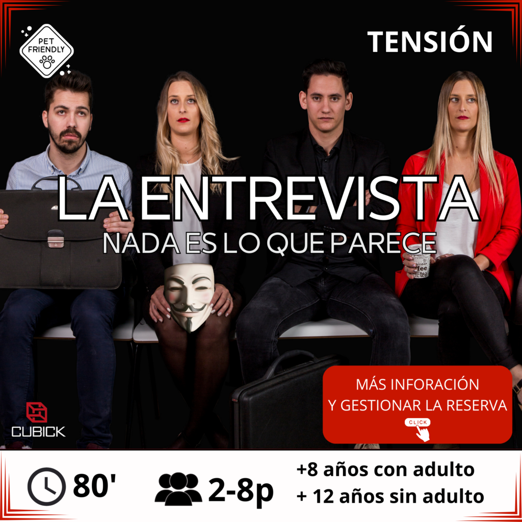 La entrevista de Cubick Escape room. Juego de tensión de 2 a 8 personas