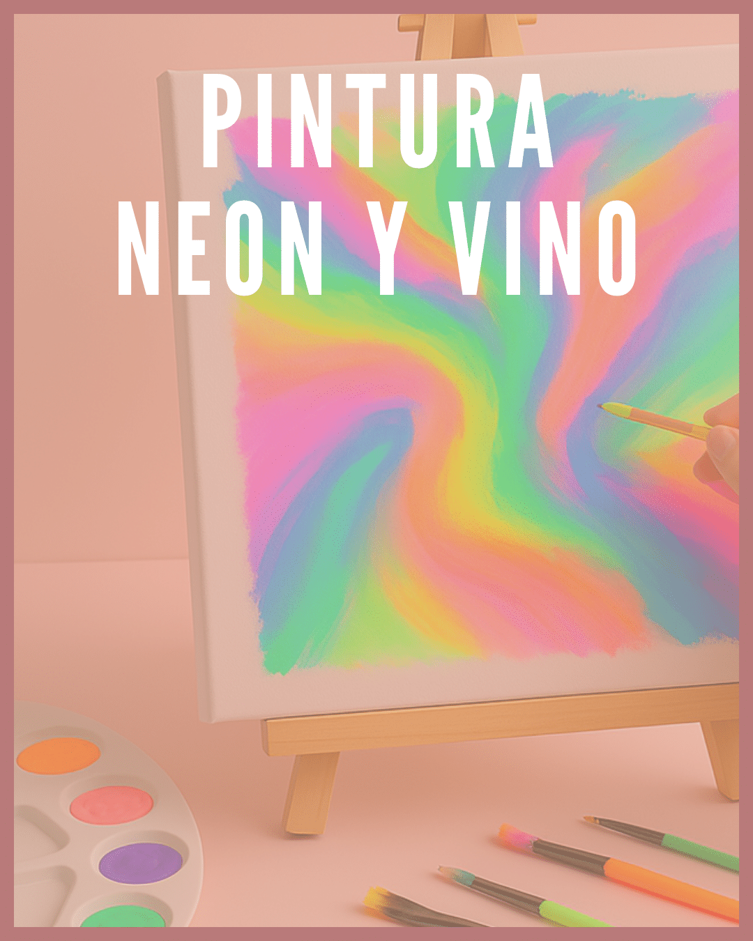 pinutura neon y vino taller creativo en Mataró